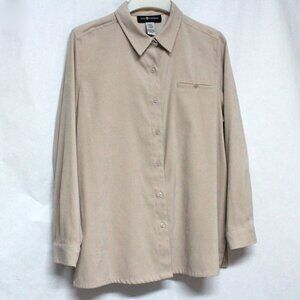 Women's Sag Harbor Size 16 Cream or Tan Long Sleeve Button Down Shirt Jacket